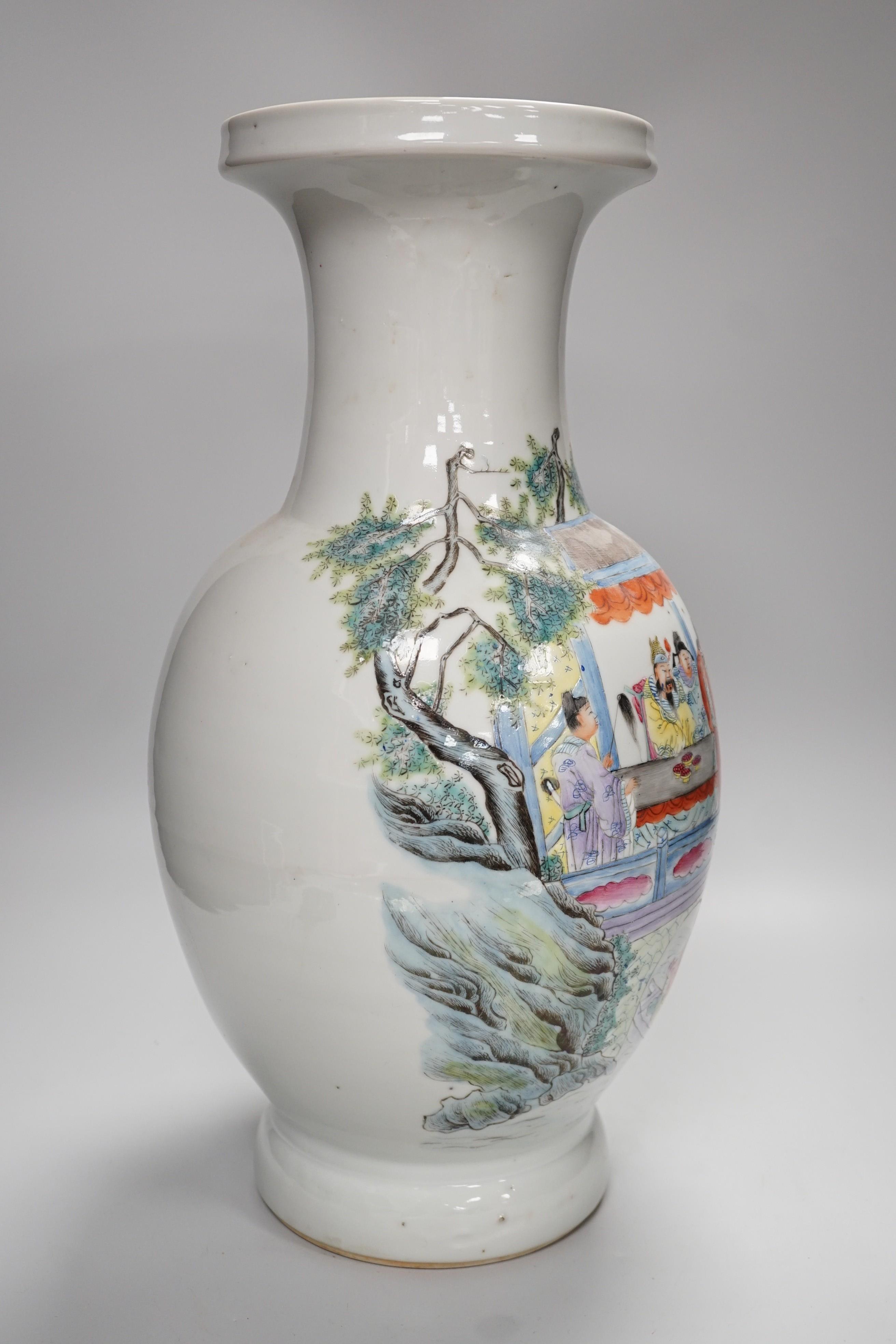 A large Chinese famille rose vase, late Republic period, 45cms high